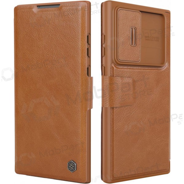 Puhelinkotelo / suojakotelo Nillkin Qin Leather Samsung A346 A34 5G ruskea