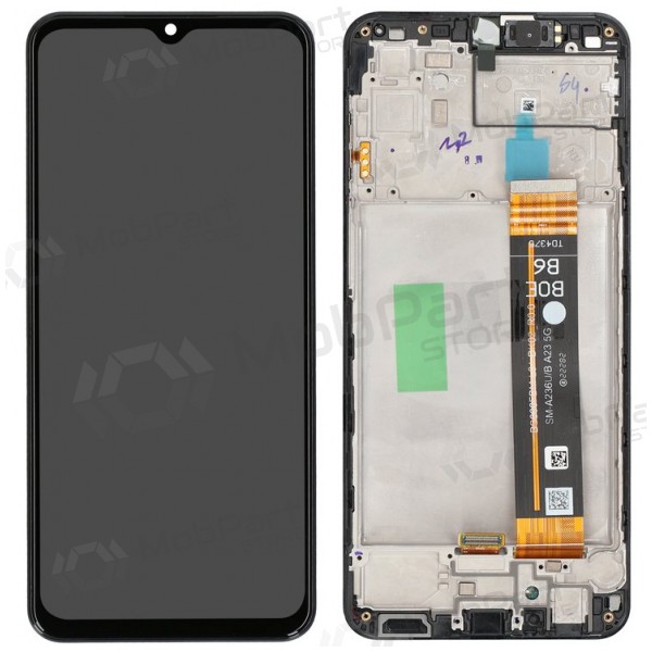 Ekranas Samsung A236 A23 5G su lietimui jautriu stikliuku ja rėmeliu Black alkuperäinen (service pack)