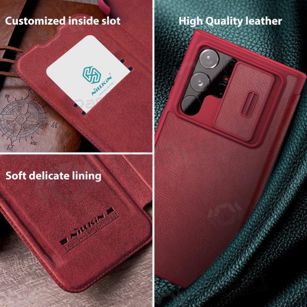 Puhelinkotelo / suojakotelo Nillkin Qin Leather Samsung A346 A34 5G punainen