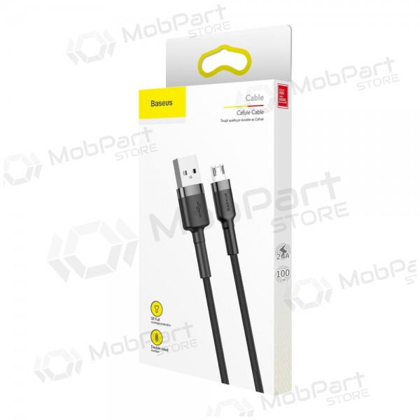 USB kaapeli Baseus Cafule microUSB 1.0m 2.4A (harmaa-musta) CAMKLF-BG1