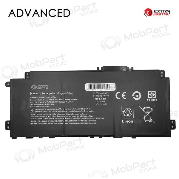 HP PP03XL, 3400mAh kannettavan tietokoneen akku, Advanced