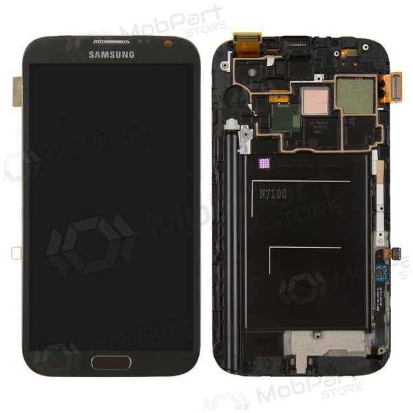 Samsung N7100 Galaxy Note 2 näyttö (musta) (kehyksellä) (service pack) (alkuperäinen)