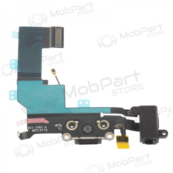 Apple iPhone 5S latauspistorasian ja mikrofonin liitin (latausliitin) (musta)